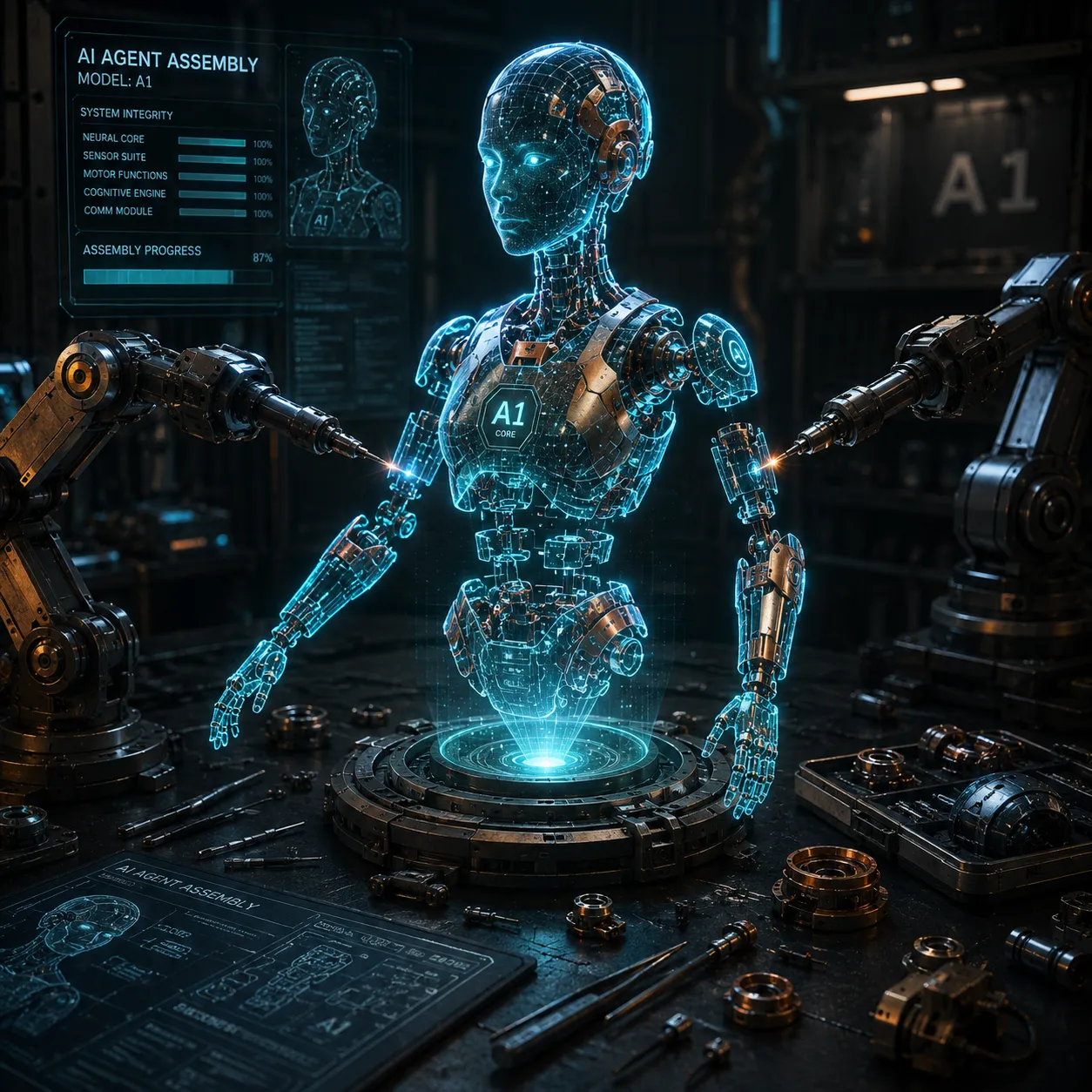 Custom AI agent development — code and infrastructure on a developer workstation